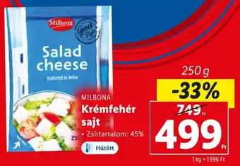 Lidl MILBONA Krémfehér sajt 250g ajánlat