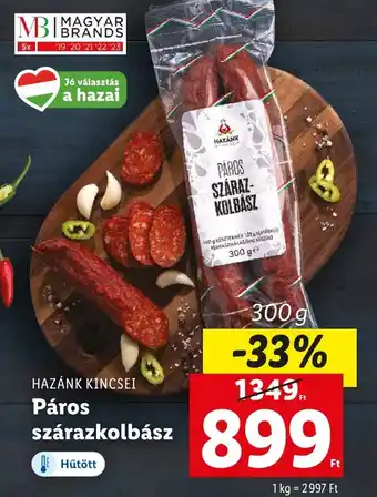 Lidl HAZÁNK KINCSEI Páros szárazkolbász 300g ajánlat