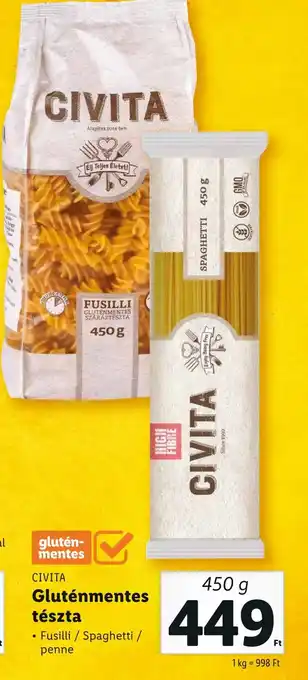 Lidl CIVITA Gluténmentes tészta 450g ajánlat