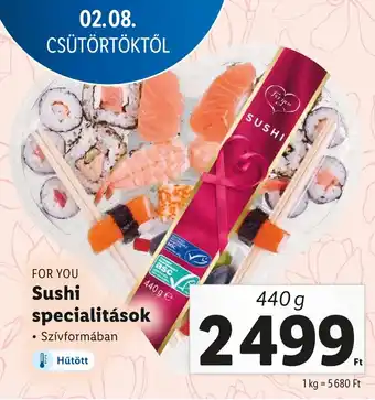 Lidl FOR YOU Sushi specialitások 440g ajánlat