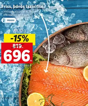 Lidl Friss, bőrös lazacfilé 100g ajánlat