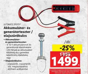 Lidl ULTIMATE SPEED Akkumulátor és generátorteszter, olajszűrőkulcs ajánlat