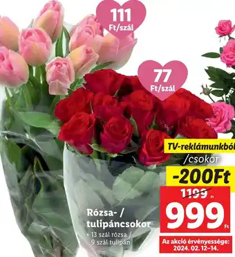 Rózsa, tulipáncsokor