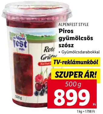 Lidl ALPENFEST STYLE Piros gyümölcsös szósz 500g ajánlat