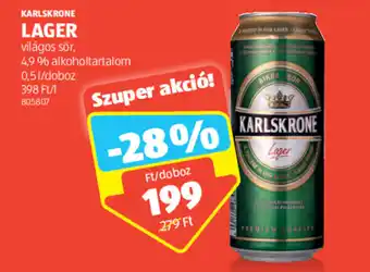 ALDI KARLSKRONE LAGER 4,9% 0,5l ajánlat