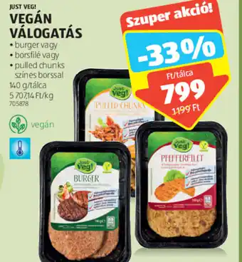 ALDI JUST VEG! VEGÁN VÁLOGATÁS 140g ajánlat