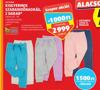 ALDI LILY & DAN KISGYERMEK SZABADIDŐNADRÁG, 2 darab, 92-116 ajánlat