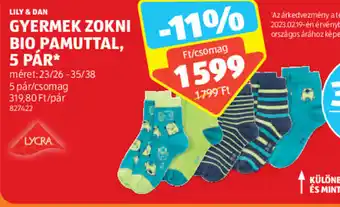 ALDI LILY & DAN GYERMEK ZOKNI BIO PAMUTTAL, 5 PÁR ajánlat