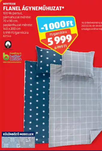 ALDI NOVITESSE FLANEL ÁGYNEMŰHUZAT 70x90cm, 140cmx200cm ajánlat