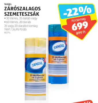 ALDI TANDIL ZÁRÓSZALAGOS SZEMETESZSÁK ajánlat