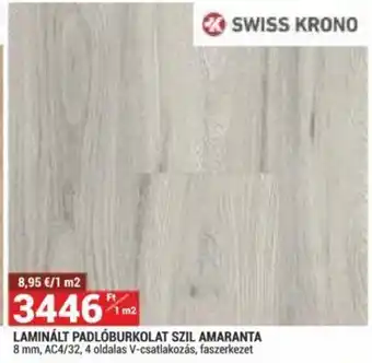 Merkury Market LAMINÁLT PADLÓBURKOLAT SZIL AMARANTA 8 mm, AC4/32, 4 oldalas V-csatlakozás, faszerkezet ajánlat