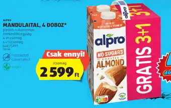 ALDI ALPRO MANDULAITAL, 4 DOBOZ ajánlat
