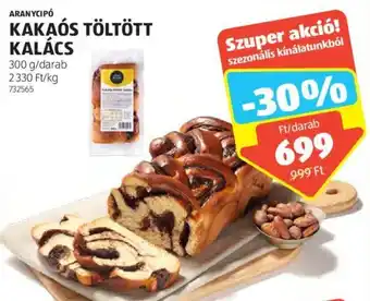 ALDI ARANYCIPÓ KAKAÓS TÖLTÖTT KALÁCS 300g ajánlat