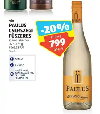 ALDI MÓR PAULUS CSERSZEGI FŰSZERES 0,75L ajánlat