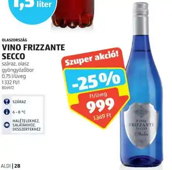 OLASZORSZÁG VINO FRIZZANTE SECCO 0,75l