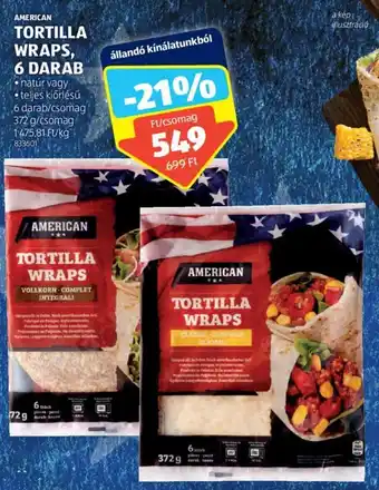 ALDI AMERICAN TORTILLA WRAPS 6 DARAB 372g ajánlat