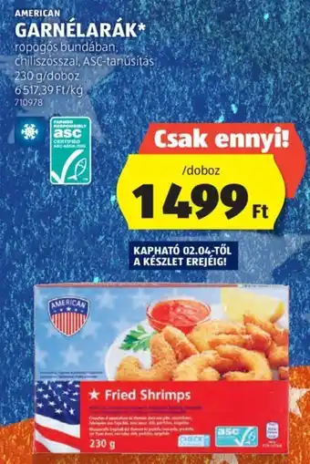 ALDI AMERICAN GARNÉLARÁK 230g ajánlat