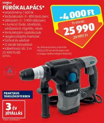 ALDI FERREX FÚRÓKALAPÁCS 1600w 3m ajánlat