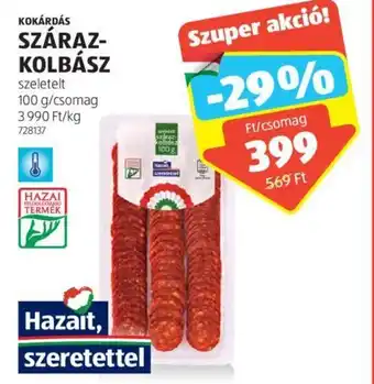 ALDI KOKÁRDÁS SZÁRAZKOLBÁSZ 100g ajánlat