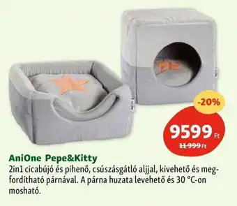 Fressnapf AniOne Pepe&Kitty 2in1 cicabújó és pihenő, csúszásgátló aljjal, kivehető és meg-fordítható párnával ajánlat