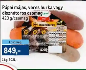 Pápai májas véres hurka vagy disznótoros csomag 420g