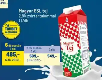 Metro Magyar ESL tej 1l ajánlat
