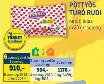Metro PÖTTYÖS TÚRÓ RUDI 6x30g ajánlat