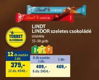 Metro LINDT LINDOR szeletes csokoládé 35-38g ajánlat