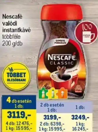 Metro Nescafé valódi instantkávé 200g ajánlat