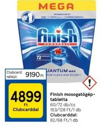 Tesco Finish mosogatógép tabletta ajánlat