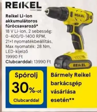 Tesco Reikel Li-ion akkumulátoros fúrócsavarozó ajánlat