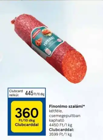 Tesco Finonimo szalámi 10dkg ajánlat