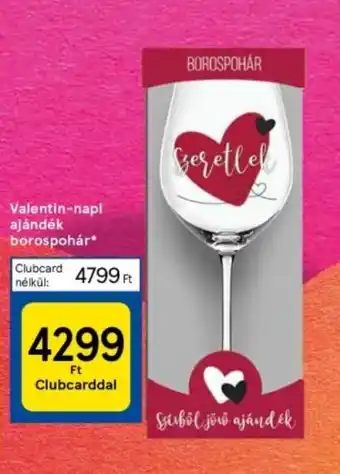 Valentin-napi ajándék borospohár