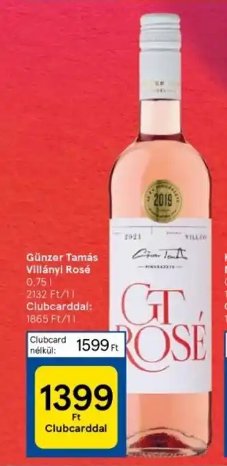 Tesco Günzer Tamás Villányi Rosé 0,75l ajánlat