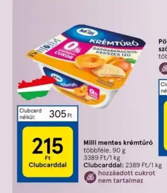 Tesco Milli mentes krémtúró többféle, 90 g ajánlat
