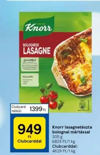 Tesco Knorr lasagnetészta bolognai mártással 205 g ajánlat