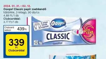 Tesco Ooops! Classic papír zsebkendő ajánlat