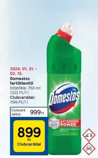 Tesco Domestos fertőtlenítő 750 ml ajánlat