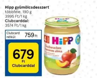 Tesco Hipp gyümölcsdesszert többféle, 190 g ajánlat