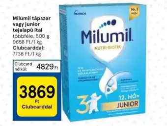 Tesco Milumil tápszer vagy junior tejalapú ital többféle, 500 g ajánlat