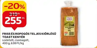 Auchan FRISS ÉS ROPOGÓS TELJES KIŐRLÉSŰ TOAST KENYÉR 400g ajánlat
