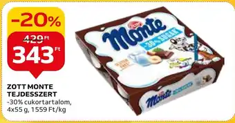 Auchan ZOTT MONTE TEJDESSZERT 4x55g ajánlat