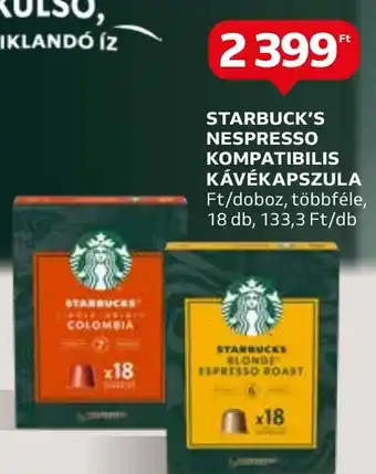 Auchan STARBUCK'S NESPRESSO KOMPATIBILIS KÁVÉKAPSZULA ajánlat