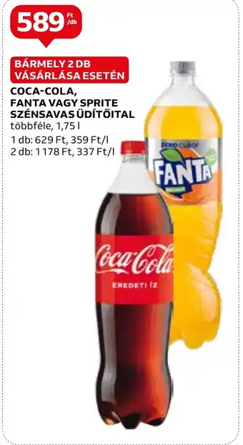 Auchan COCA-COLA FANTA VAGY SPRITE SZÉNSAVAS ÜDÍTŐITAL 1,75l ajánlat