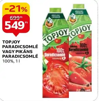 Auchan TOPJOY PARADICSOMLÉ VAGY PIKÁNS PARADICSOMLÉ 1l ajánlat