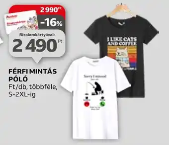 Auchan FÉRFI MINTÁS PÓLÓ Ft/db, többféle, S-2XL-ig ajánlat