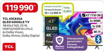 Auchan TCL 43C635A QLED GOOGLE TV ajánlat