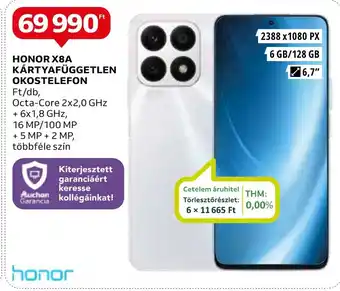 Auchan HONOR X8A KÁRTYAFÜGGETLEN OKOSTELEFON ajánlat