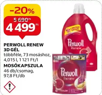 Auchan PERWOLL RENEW 3D GÉL többféle, 73 mosáshoz, 4,015l ajánlat