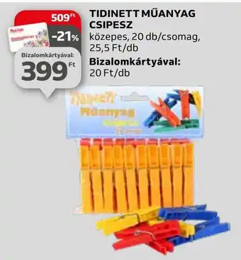 Auchan TIDINETT MŰANYAG CSIPESZ közepes, 20 db/csomag ajánlat